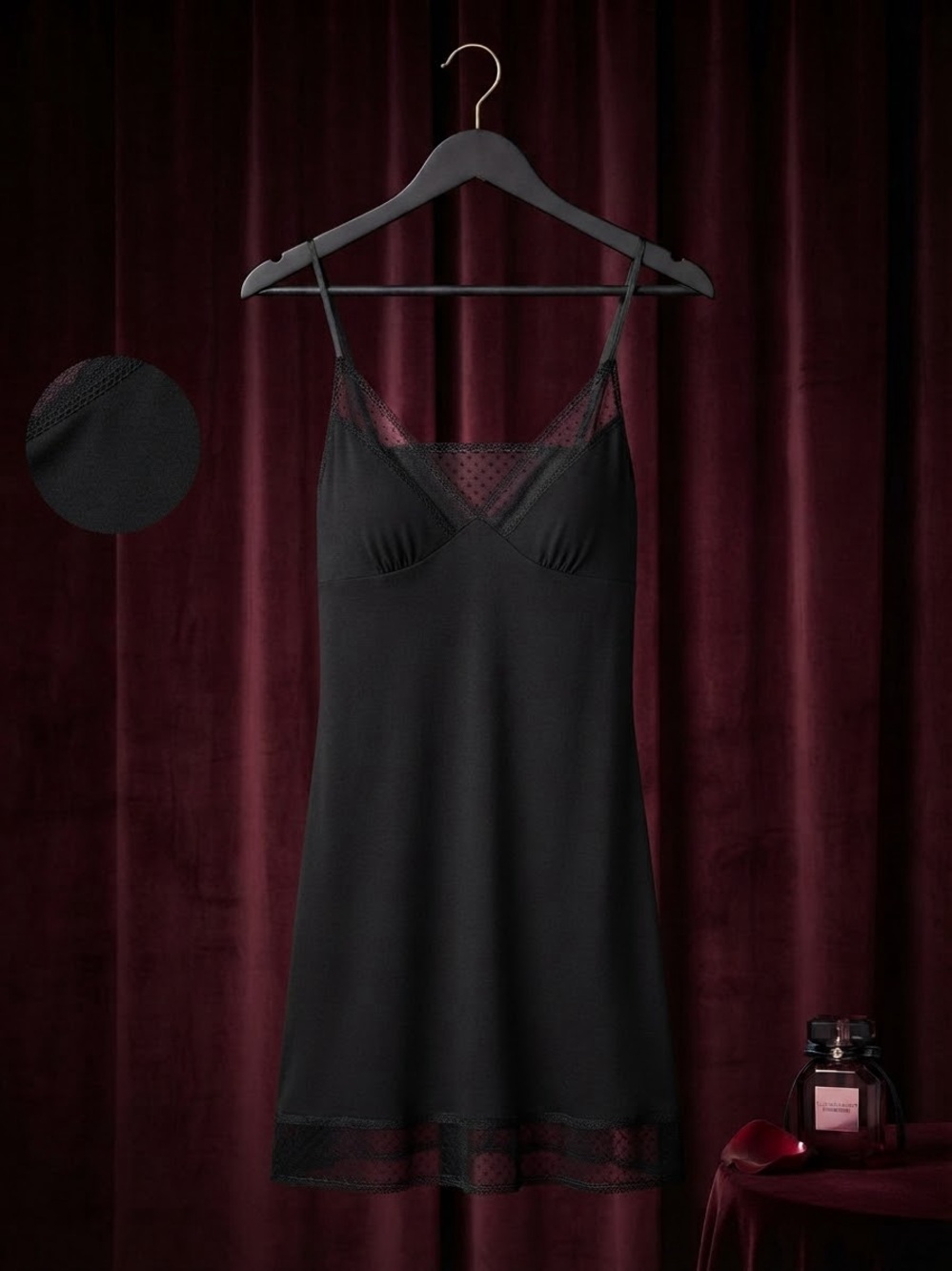 Victoria's Secret Black Lace-Trim Slip